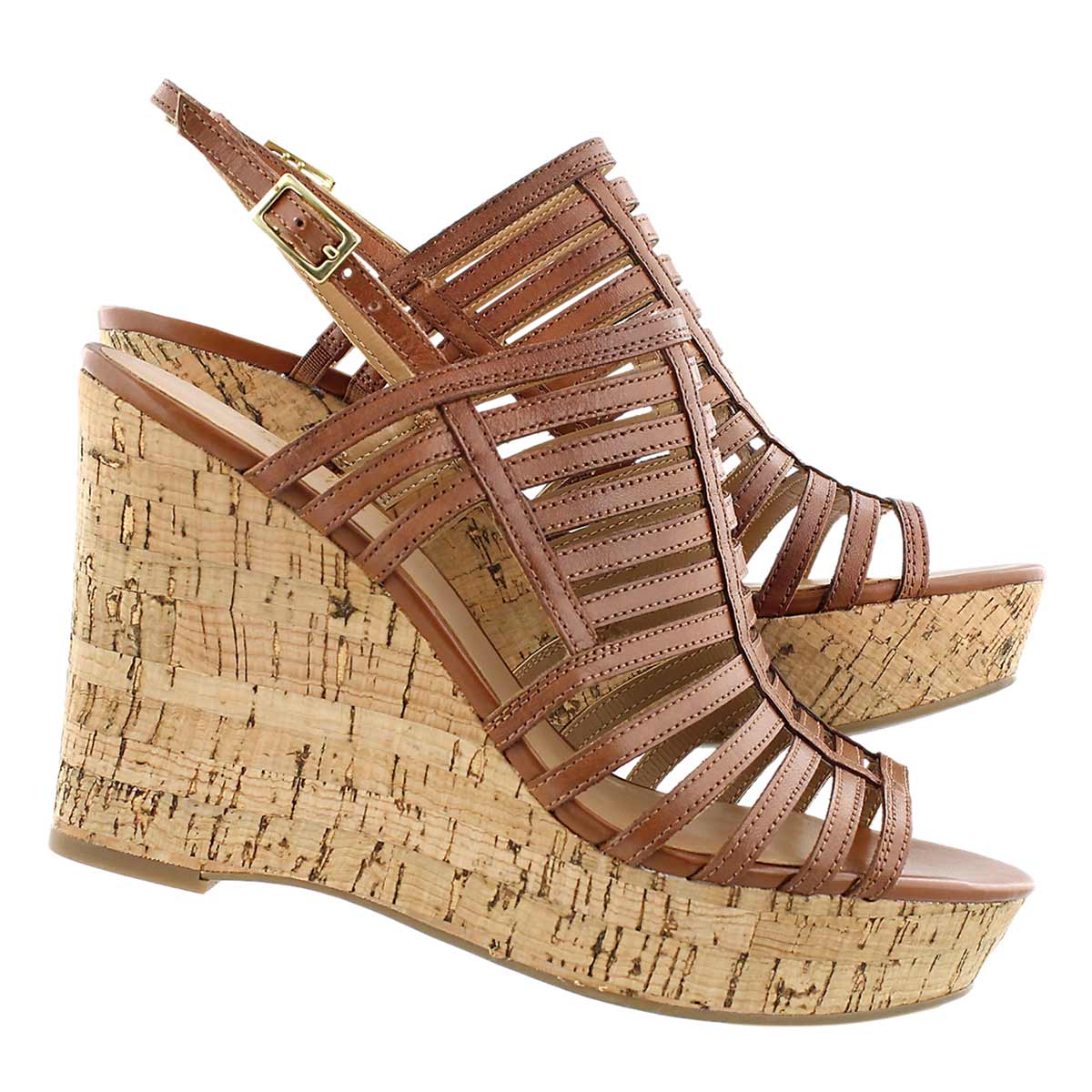 Lds Sombre almond cork wedge dress sndl