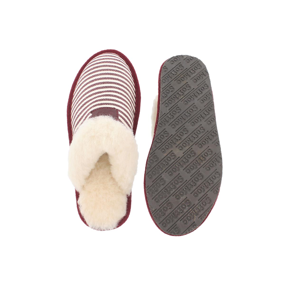 Lds Stacey burg stripe mem. foam slipper