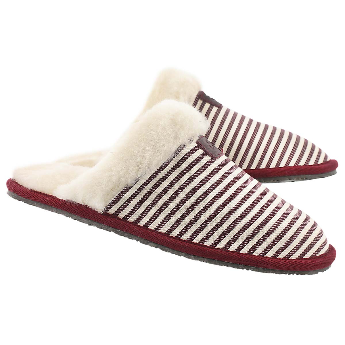 Lds Stacey burg stripe mem. foam slipper