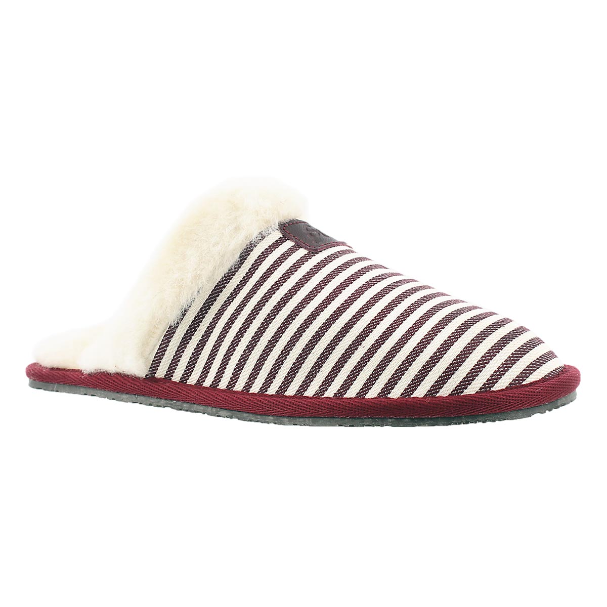 Lds Stacey burg stripe mem. foam slipper