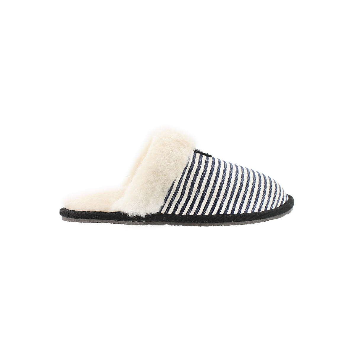 Lds Stacey navy stripe mem. foam slipper