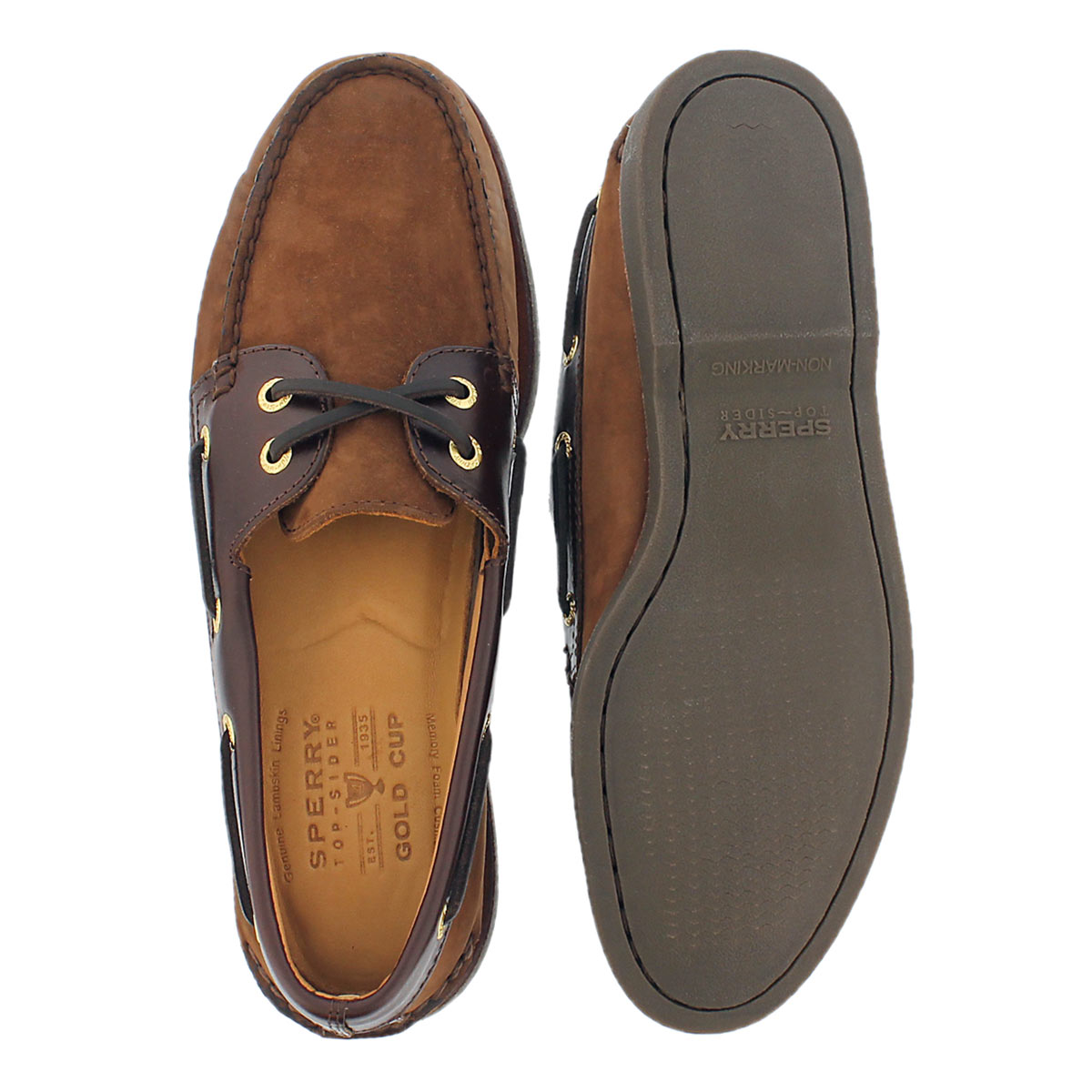 Mns Gold A/O 2-Eye brown boat shoe