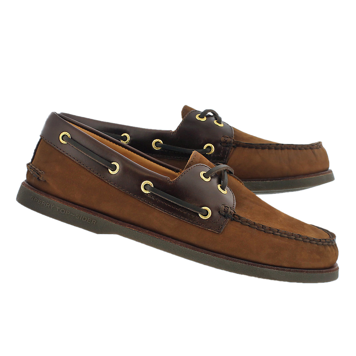 Mns Gold A/O 2-Eye brown boat shoe