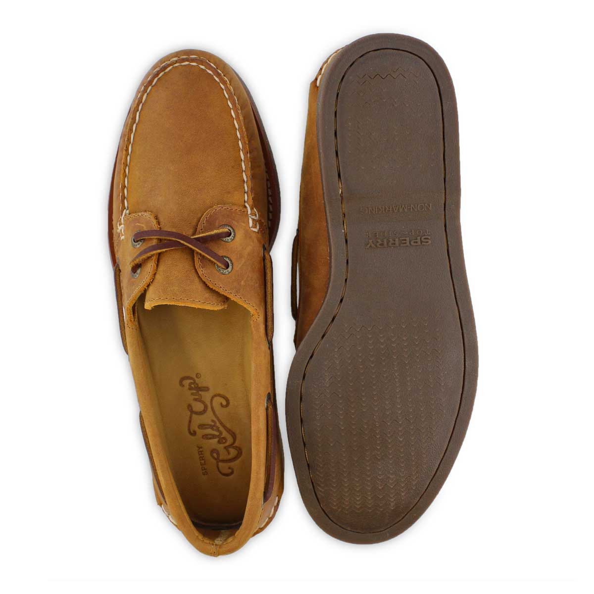 Mns Gold A/O 2-Eye tan/gum boat shoe