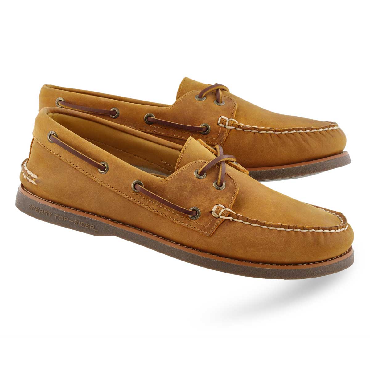 Mns Gold A/O 2-Eye tan/gum boat shoe