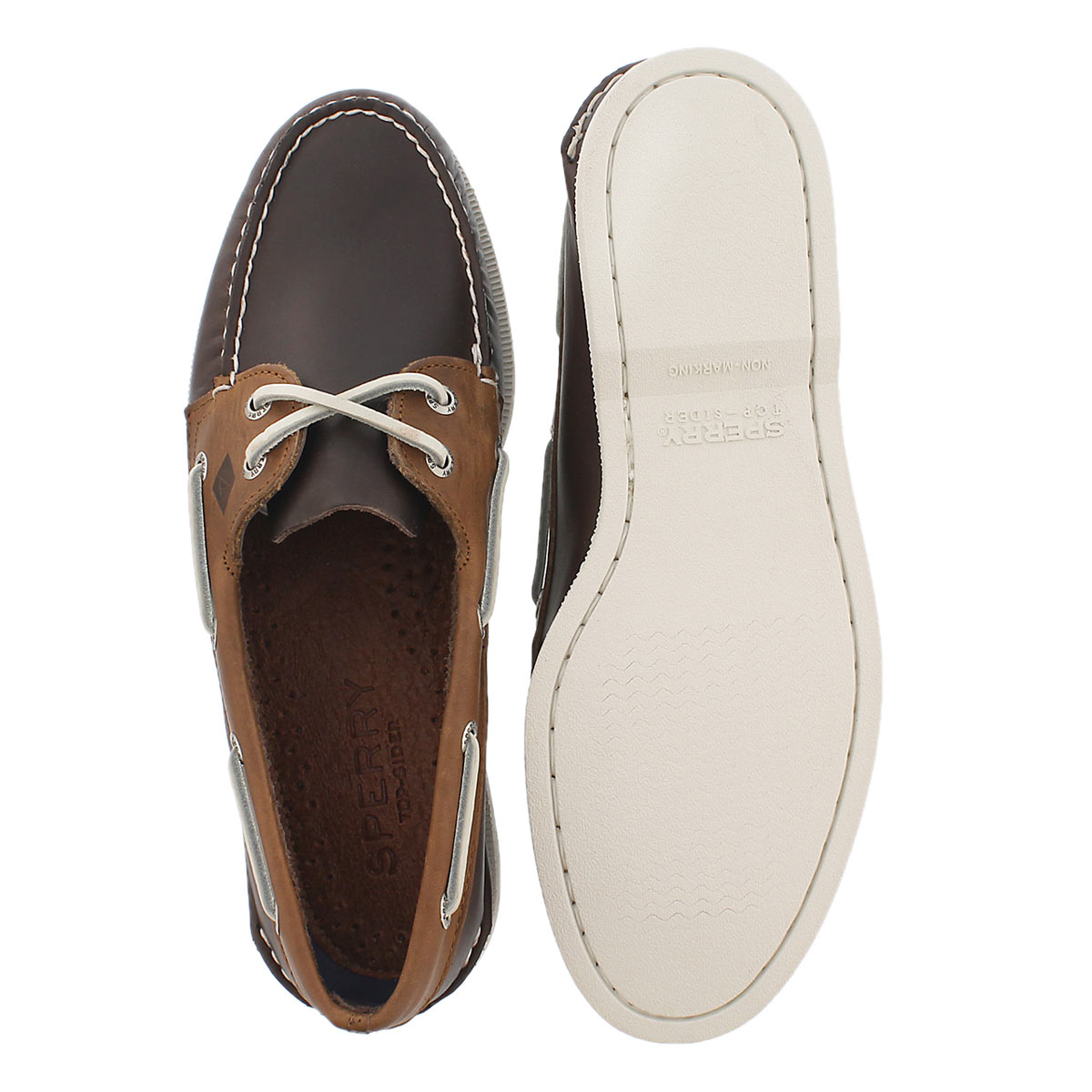 Mns A/O 2-Eye Sarape brn/tan boat shoe