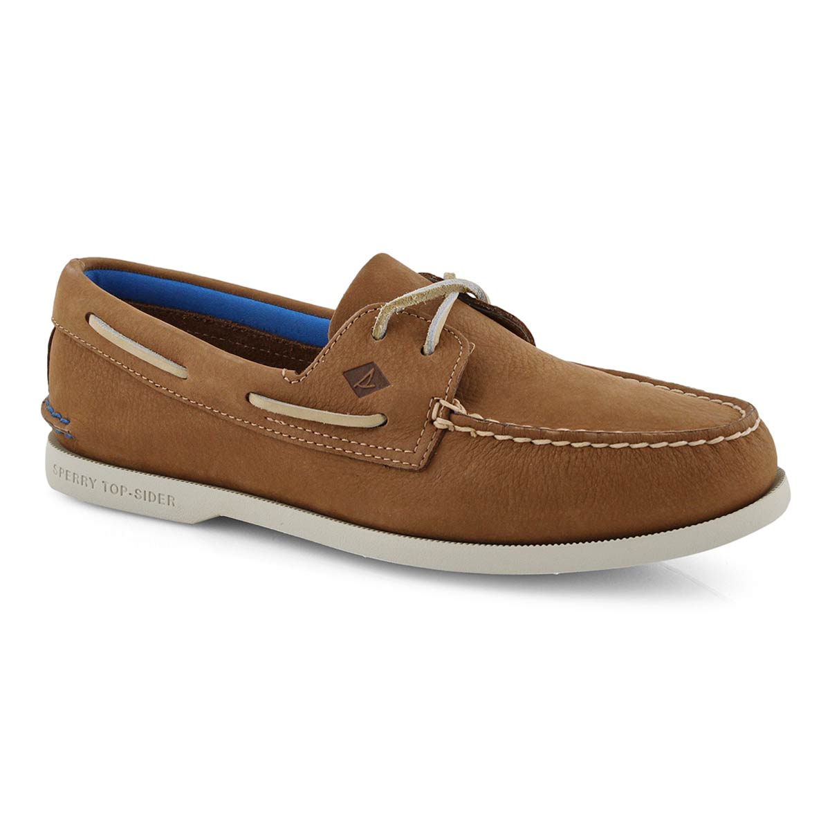 Mns AO 2Eye Plush Washable tan boat shoe