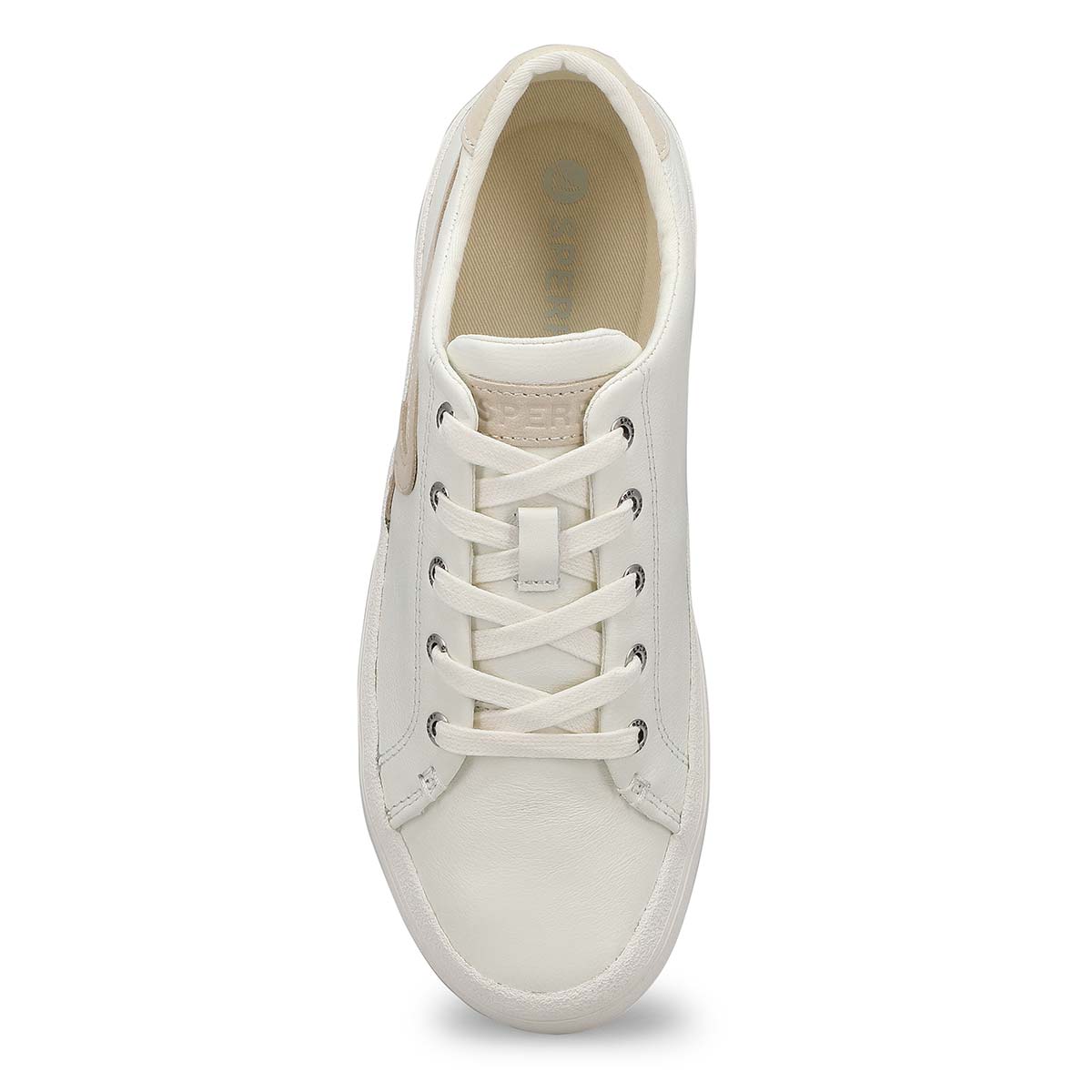 Womens Sandy Leather Lace Up Sneaker - White