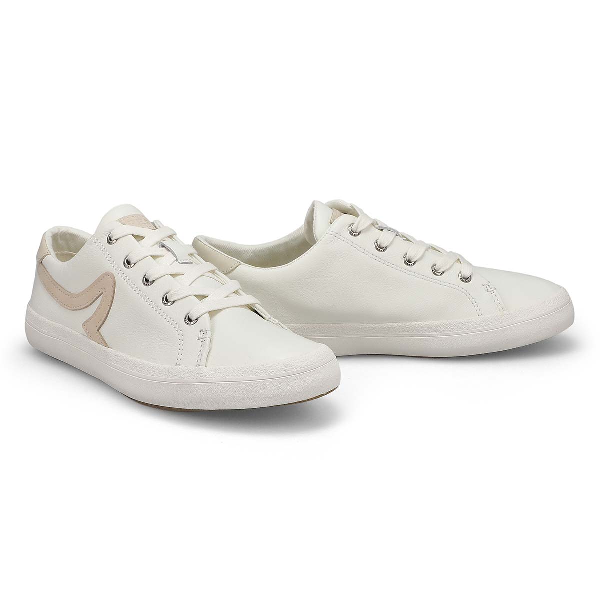 Womens Sandy Leather Lace Up Sneaker - White