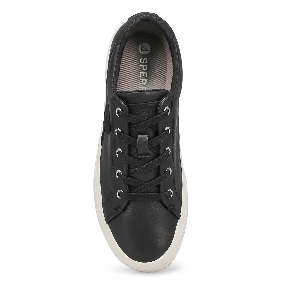 Womens Sandy Leather Lace Up Sneaker - Black