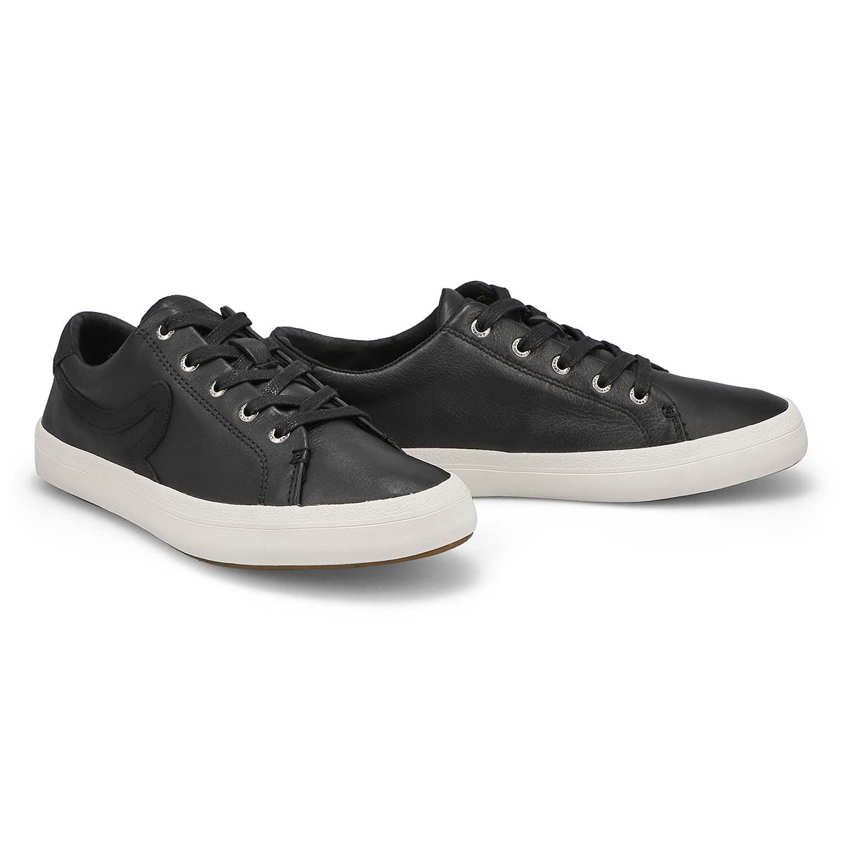 Womens Sandy Leather Lace Up Sneaker - Black