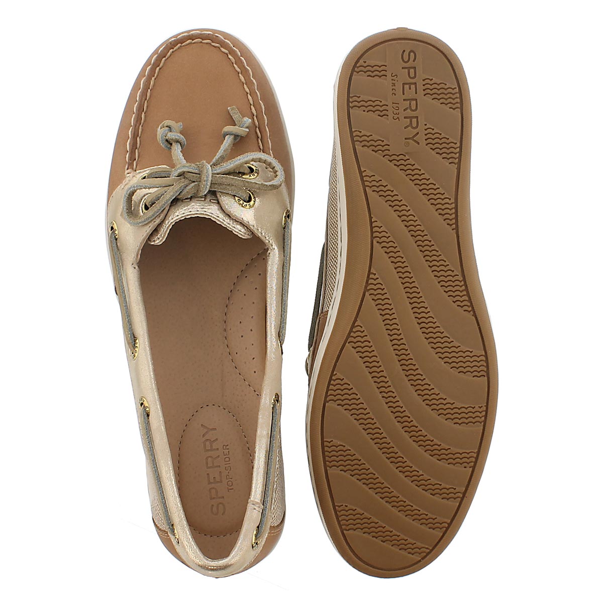 Lds Firefish linen/gold 2 Eye boat shoe