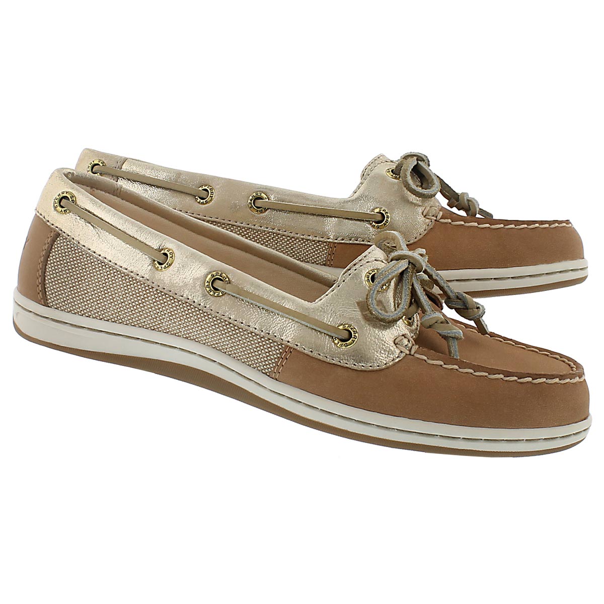Lds Firefish linen/gold 2 Eye boat shoe