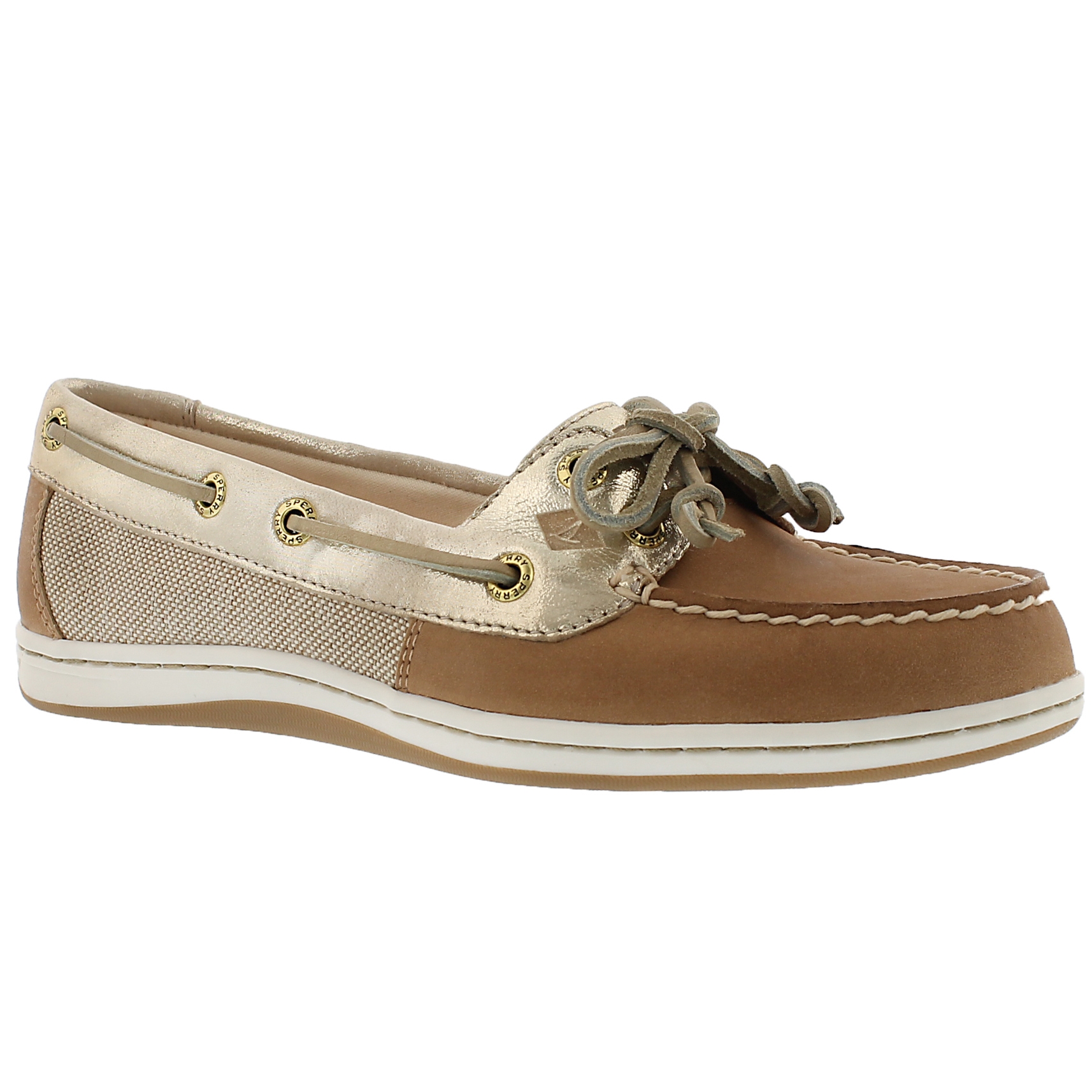 Lds Firefish linen/gold 2 Eye boat shoe