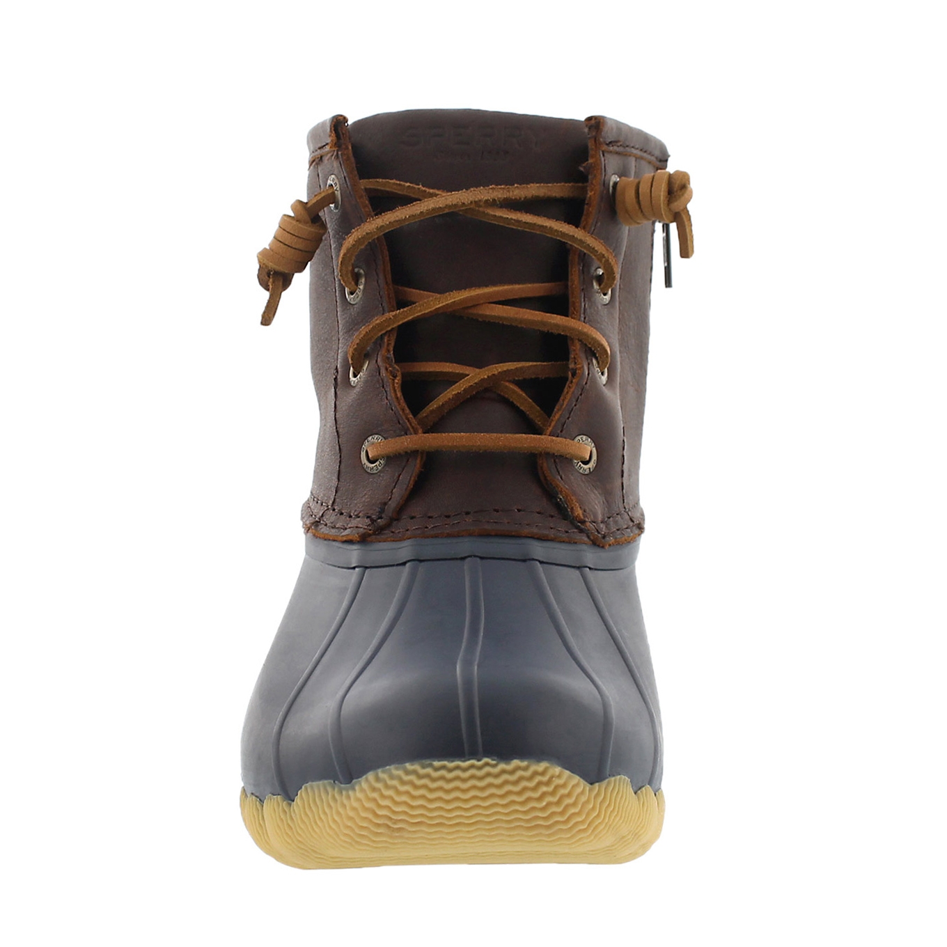 Lds Saltwater tan/nvy lined rain boot