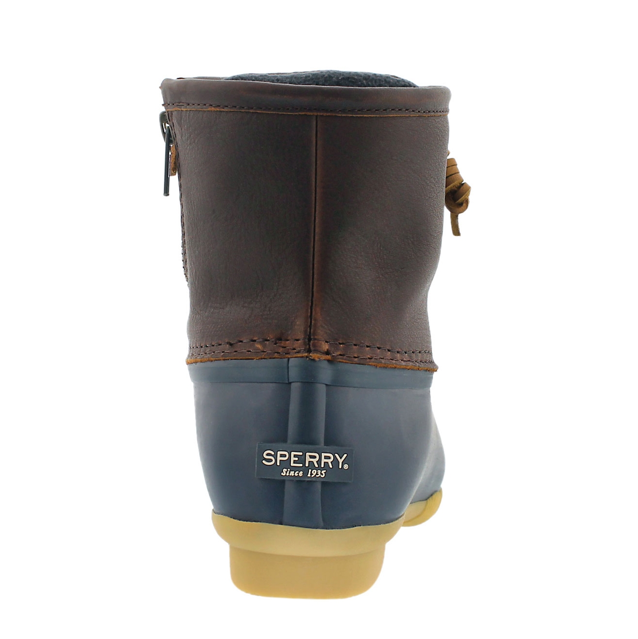 Lds Saltwater tan/nvy lined rain boot