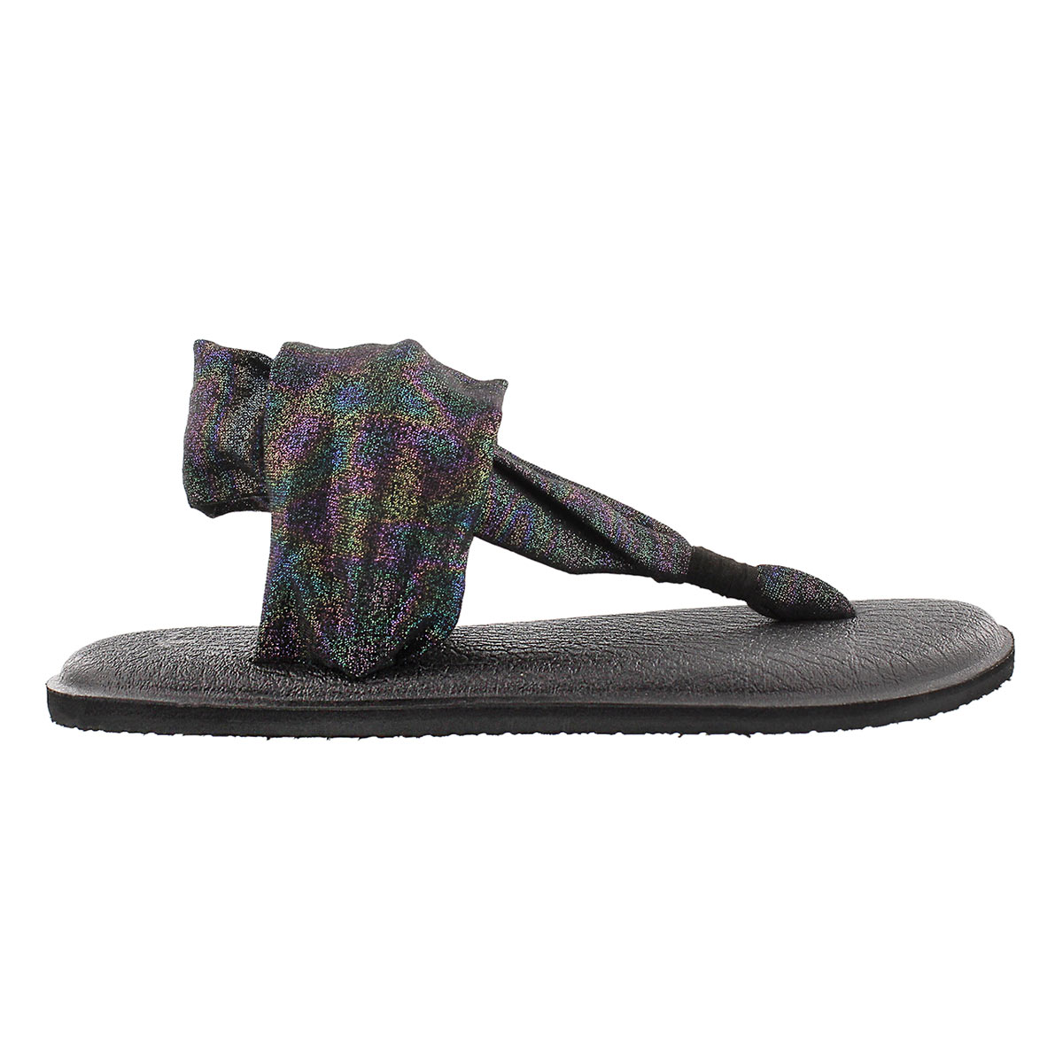 Lds YogaSling blk rainbow metallic thong