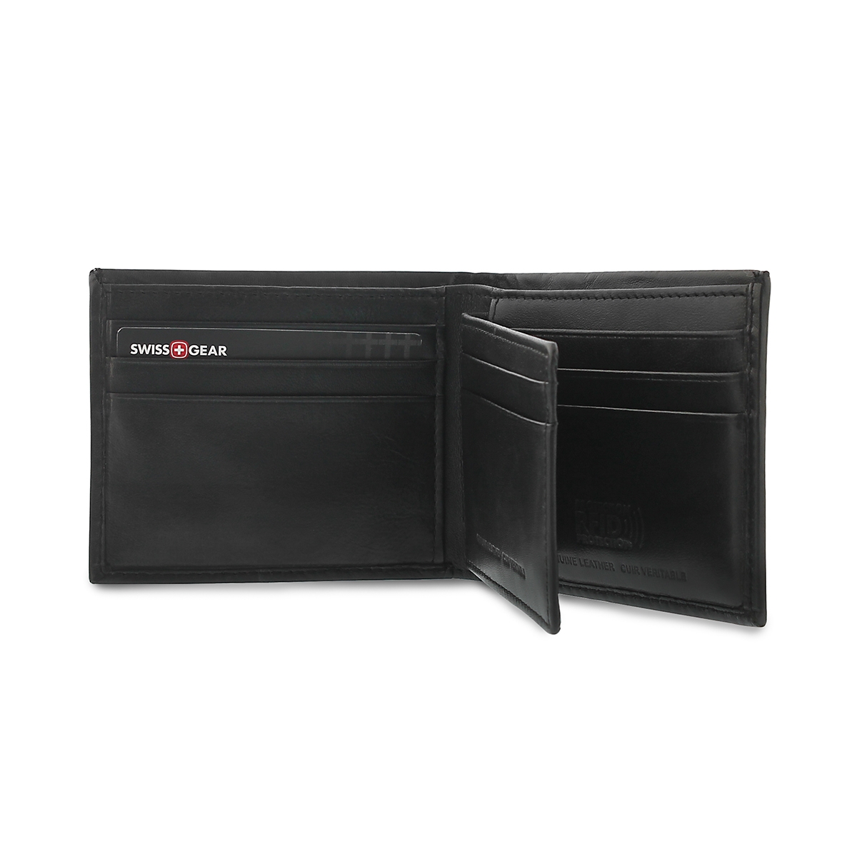 Mns black billfold remov. centre wallet
