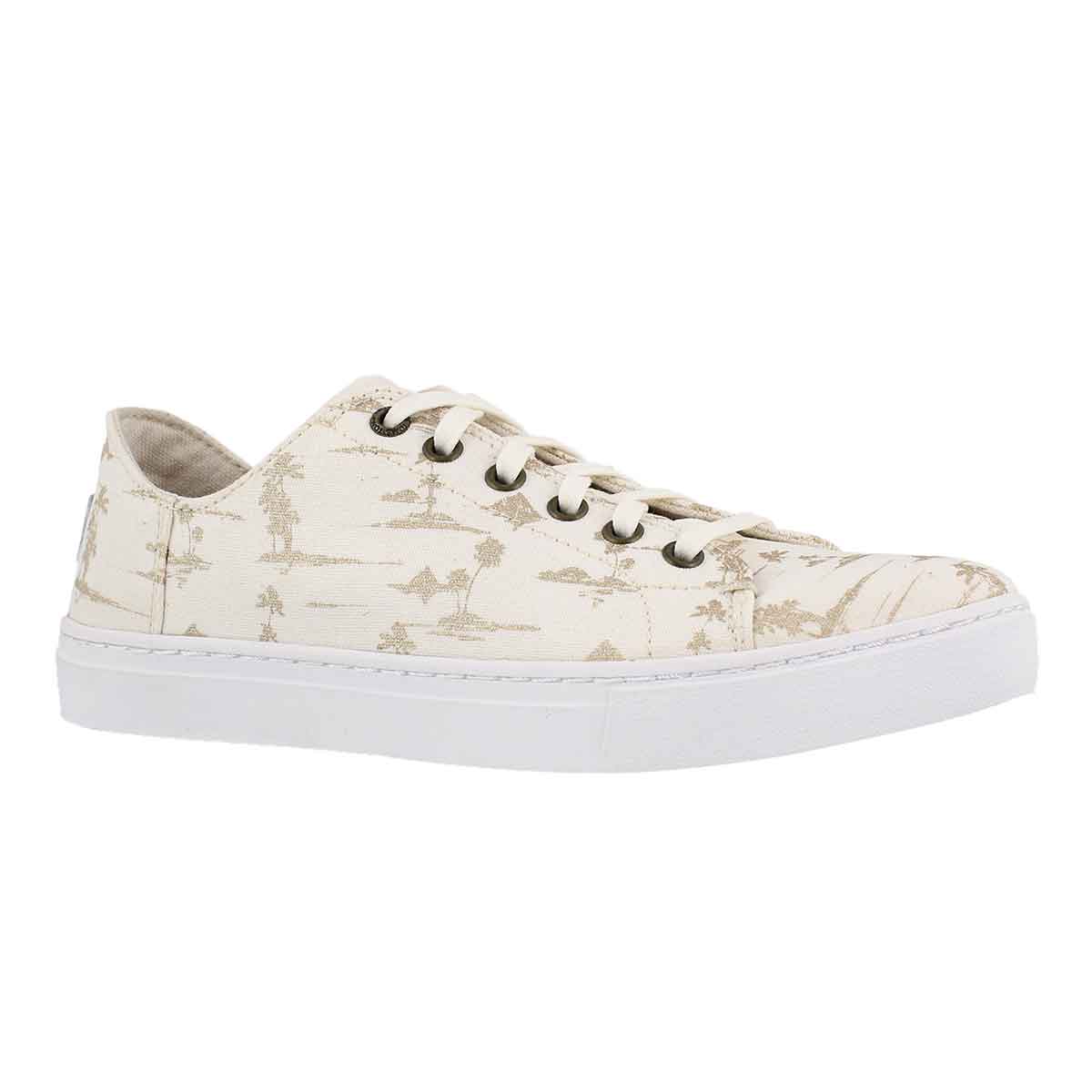 Lds Lenox wht/gld lace up casual sneaker