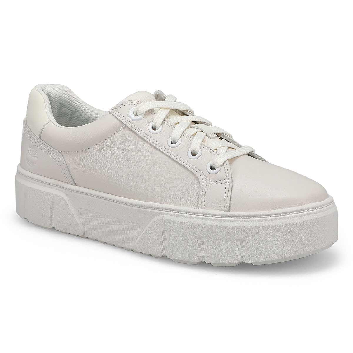 Womens  Laurel Court Leather Platform Lace Up Sneaker - White
