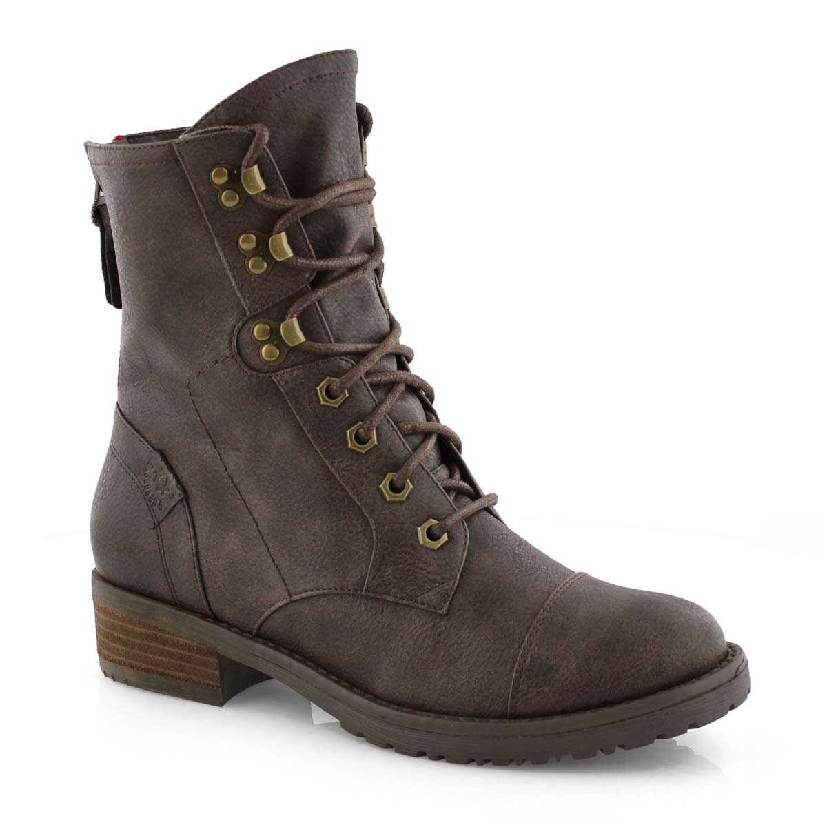 Lds Tegan 2 brown lace up combat boot