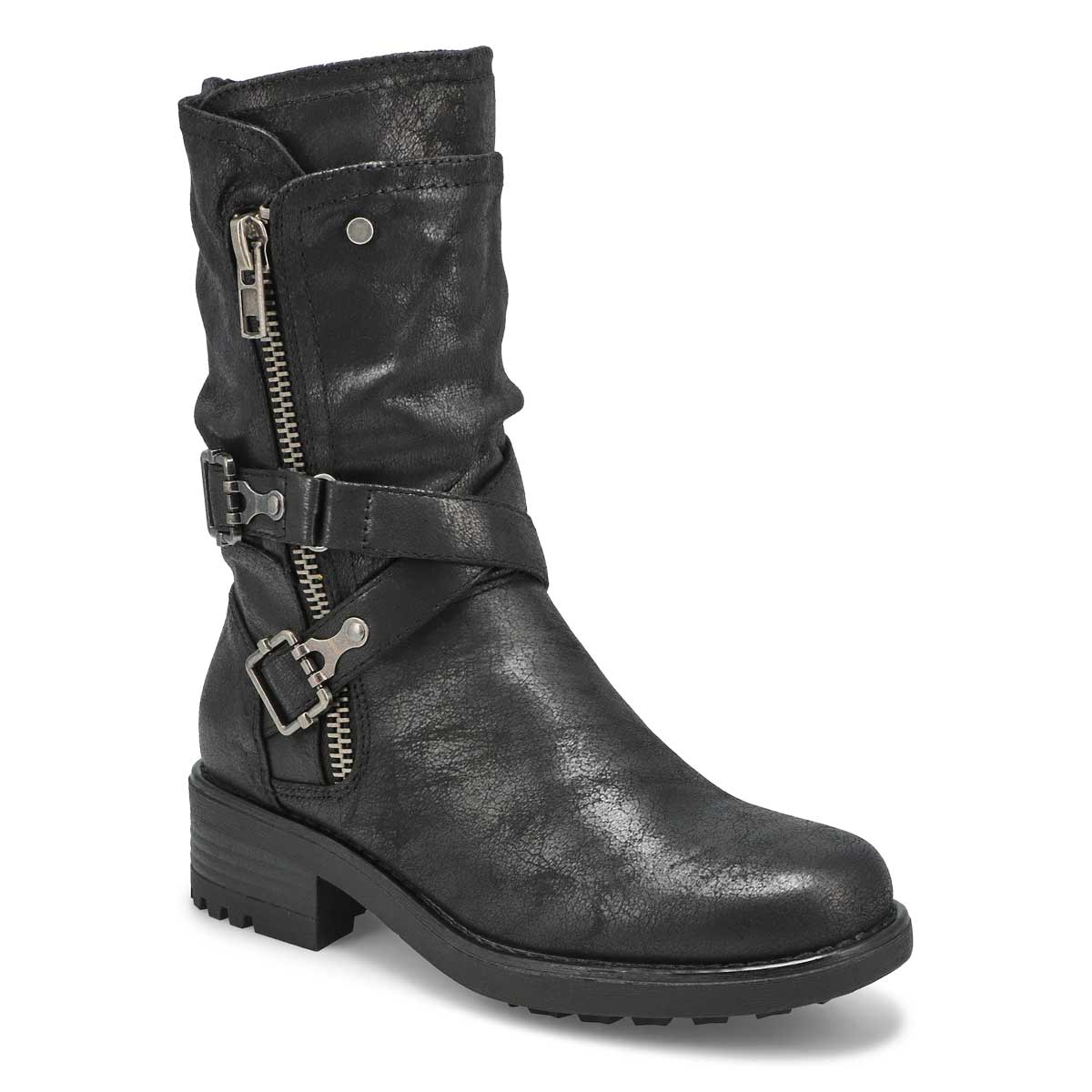 Lds Tessie 2 black slip on combat boot