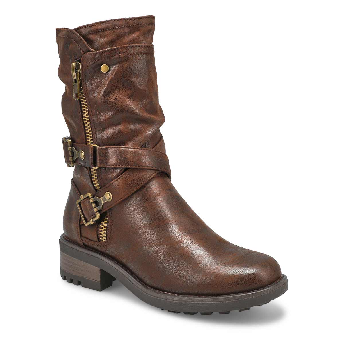 Lds Tessie 2 brown slip on combat boot