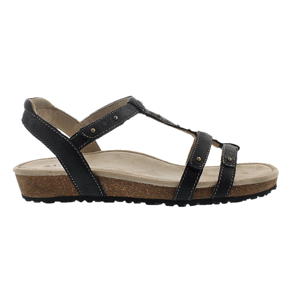 LdsThelma blk t-strap wdg sandal