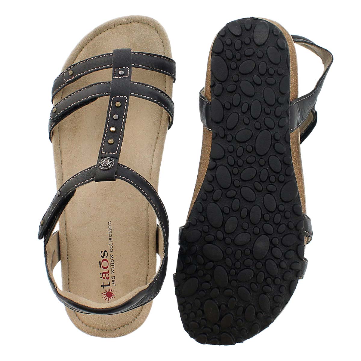 LdsThelma blk t-strap wdg sandal