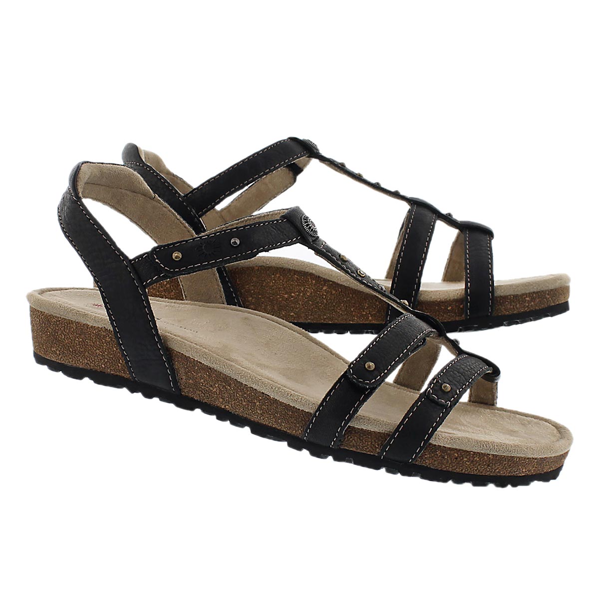 LdsThelma blk t-strap wdg sandal