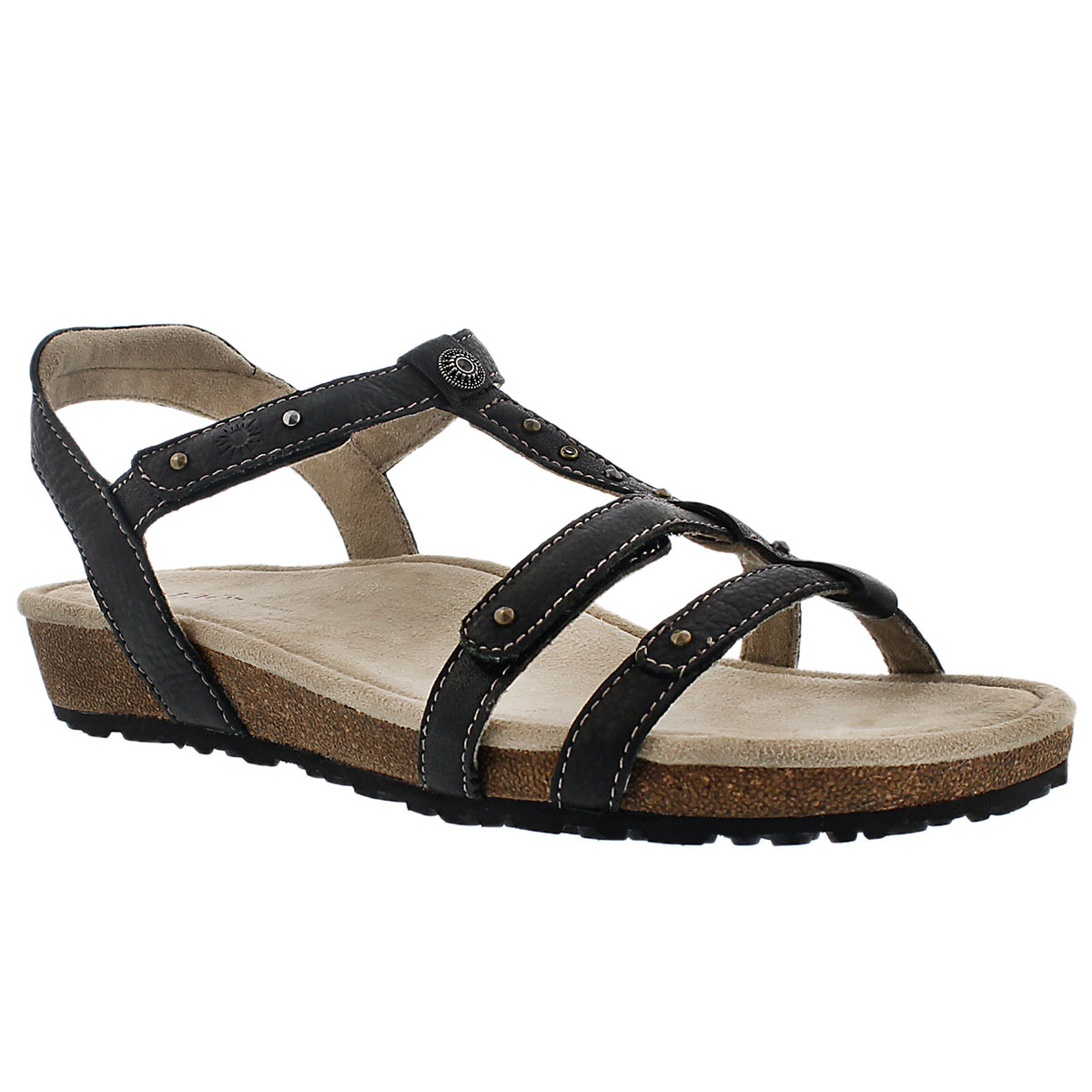 LdsThelma blk t-strap wdg sandal