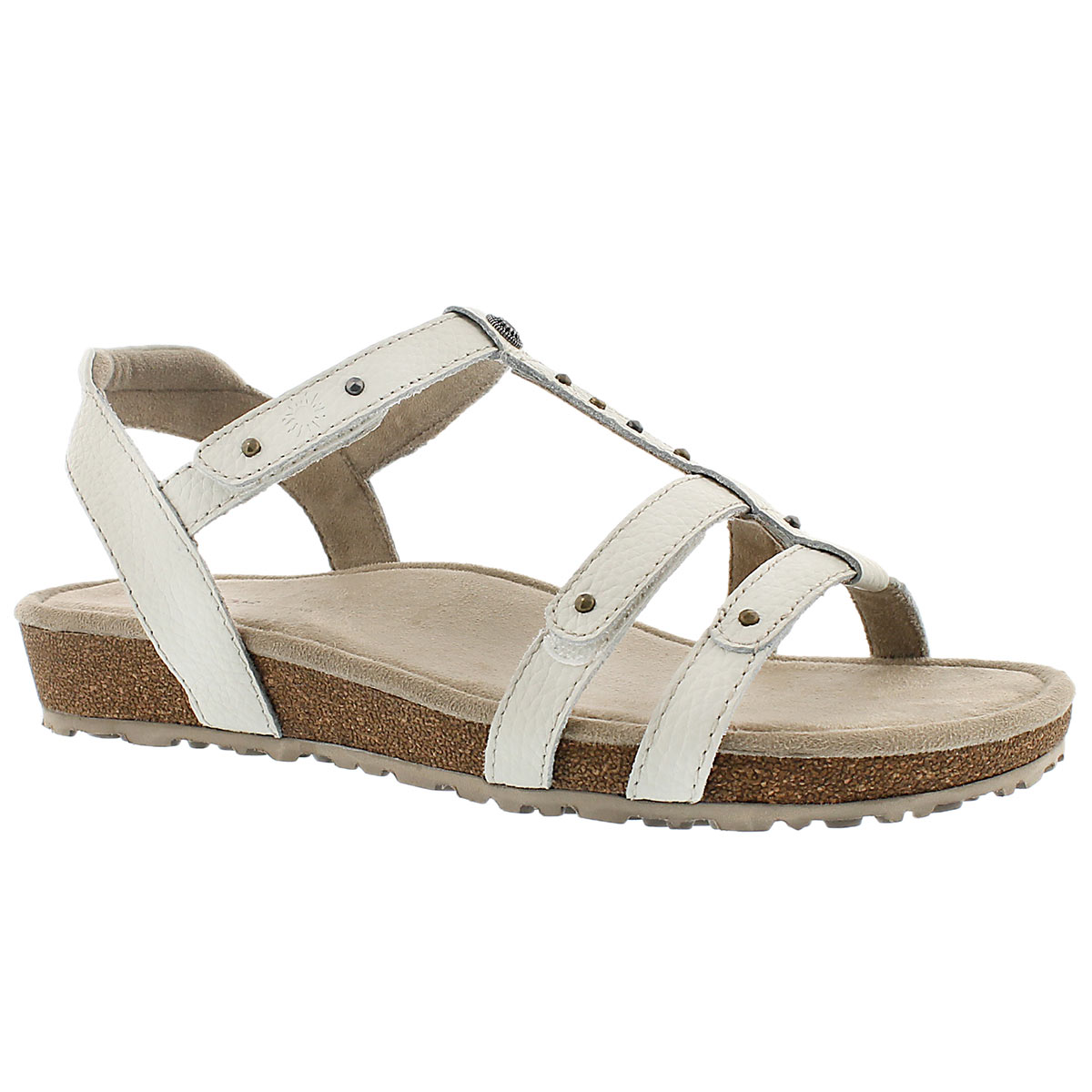 LdsThelma white t-strap wdg sandal