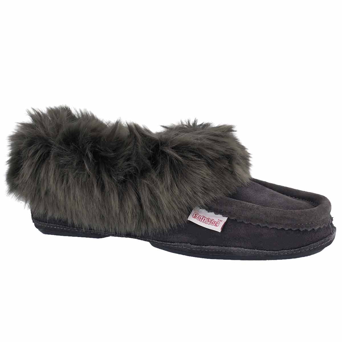 Women's TOO CUTE grey lined moccasins