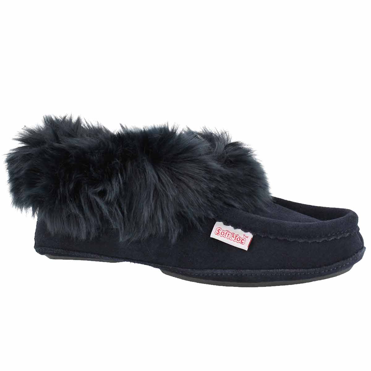 Lds Too Cute navy lined moccasin