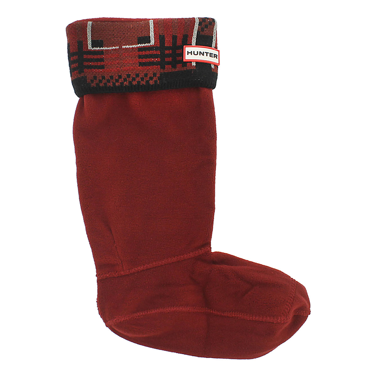 Lds Block Tartan lava red boot sock