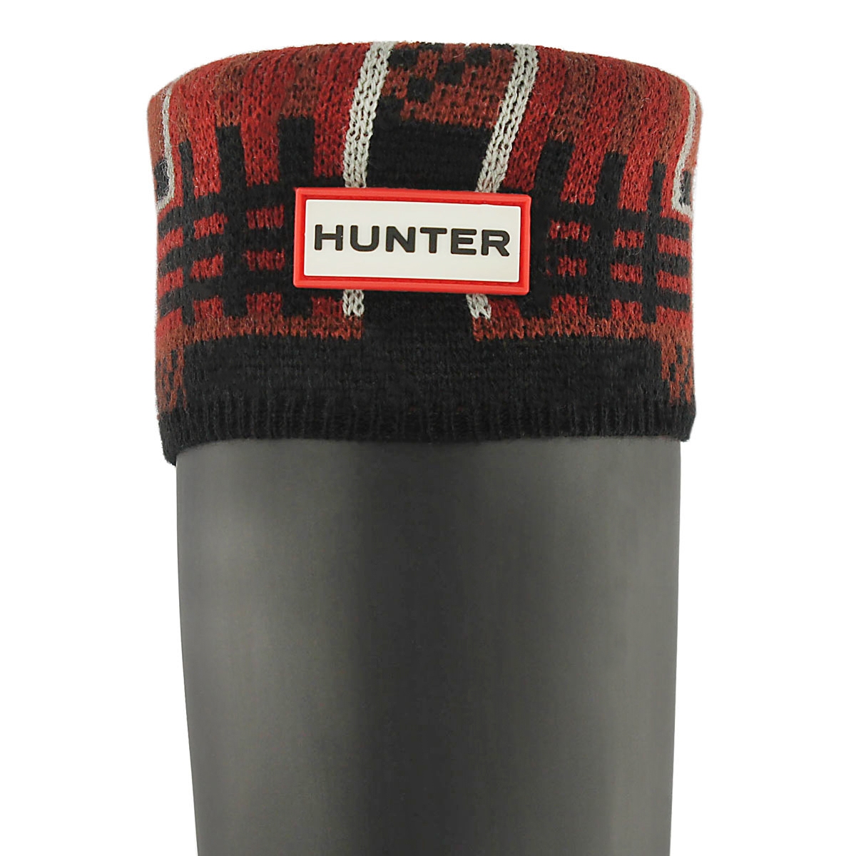 Lds Block Tartan lava red boot sock