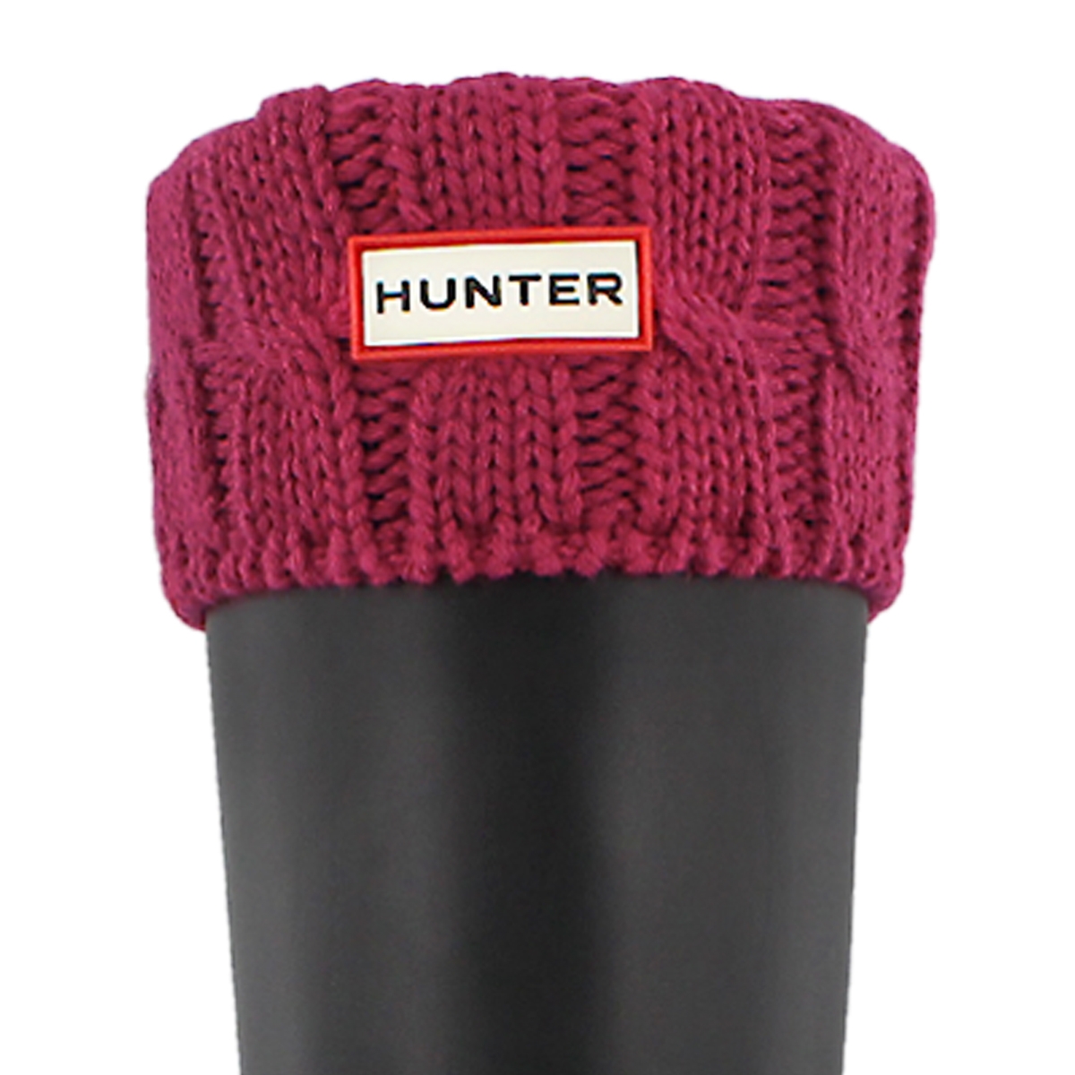 Women's 6 STITCH CABLE dark pink boot socks