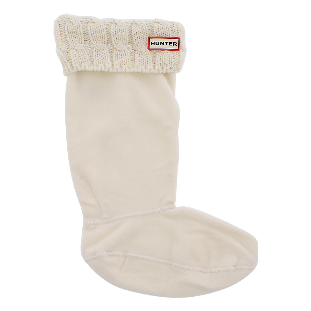 Lds 6 Stitch Cable natural wht boot sock