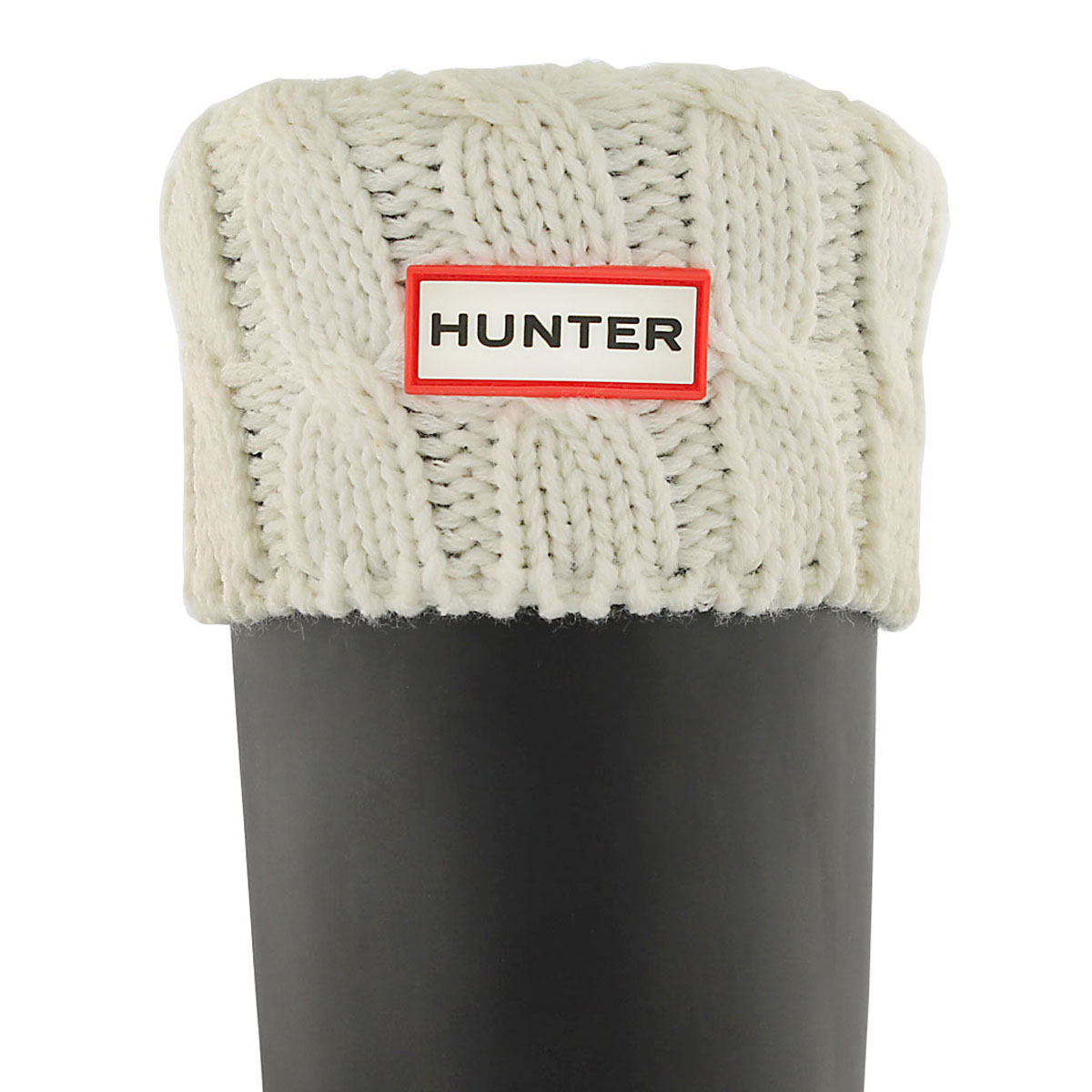Women's 6 STITCH CABLE natural white boot socks