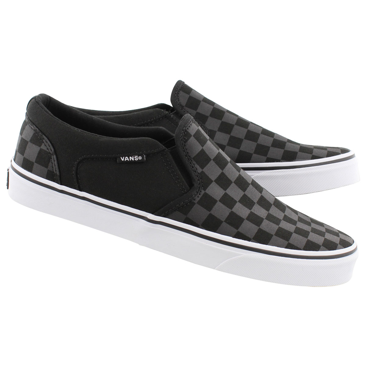 Vans Men's ASHER black checkered slip on sneakers