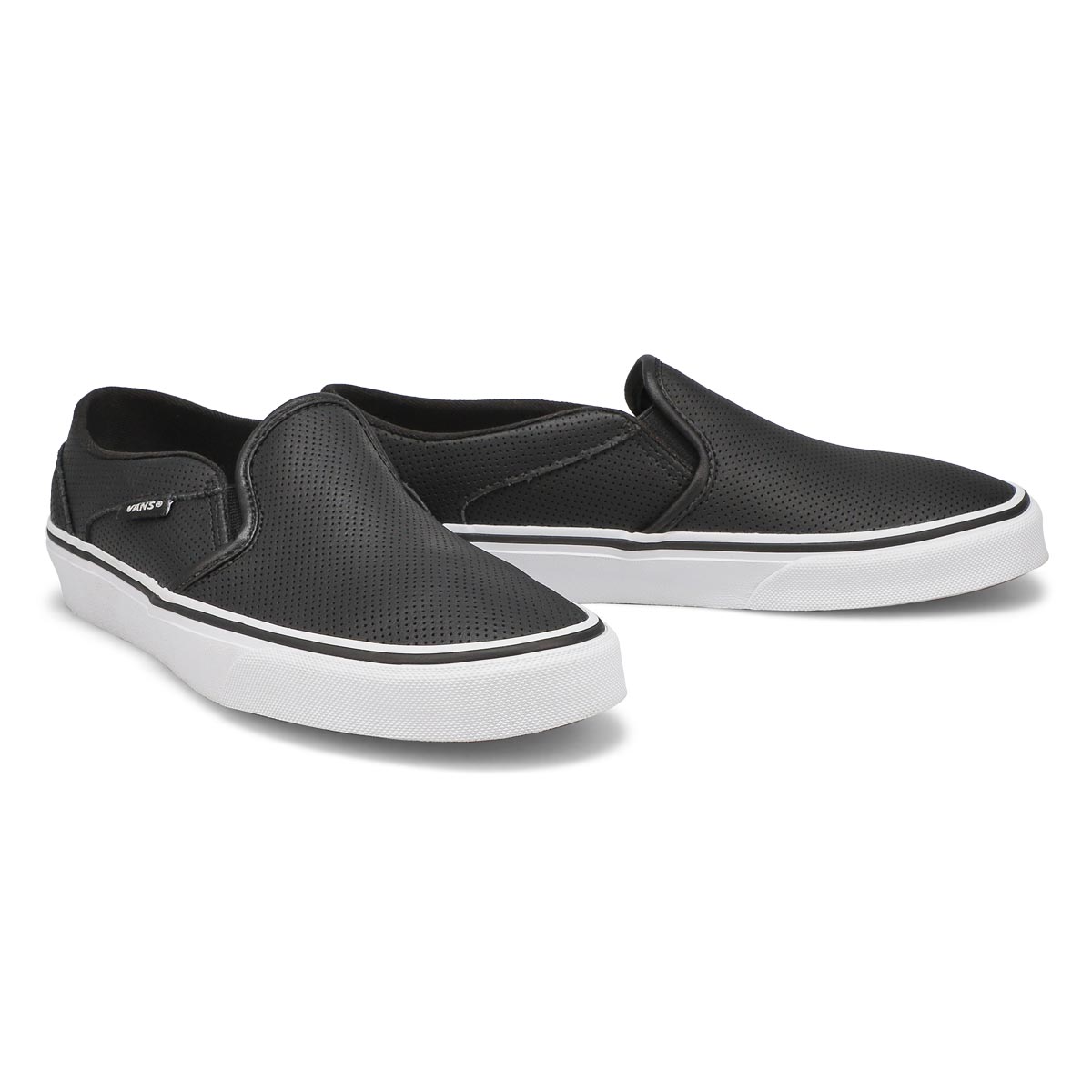 Lds Asher black leather slip on sneaker