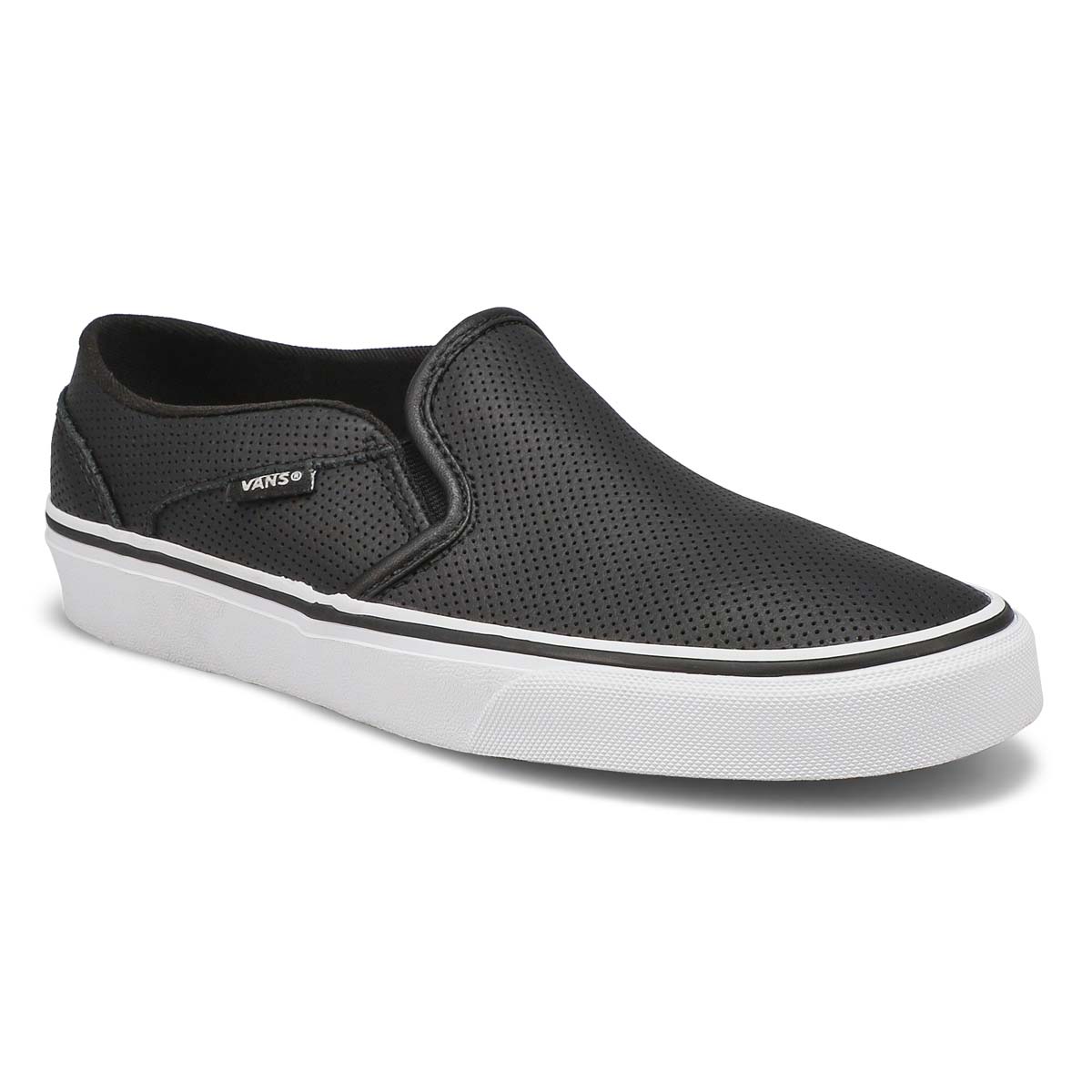 vans slip on leather black