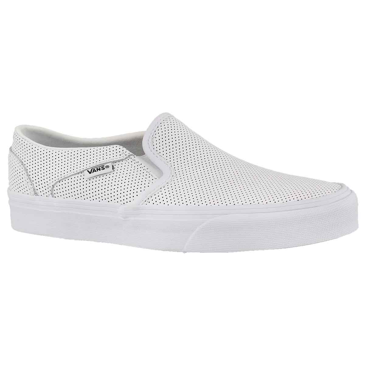 white leather vans slip ons