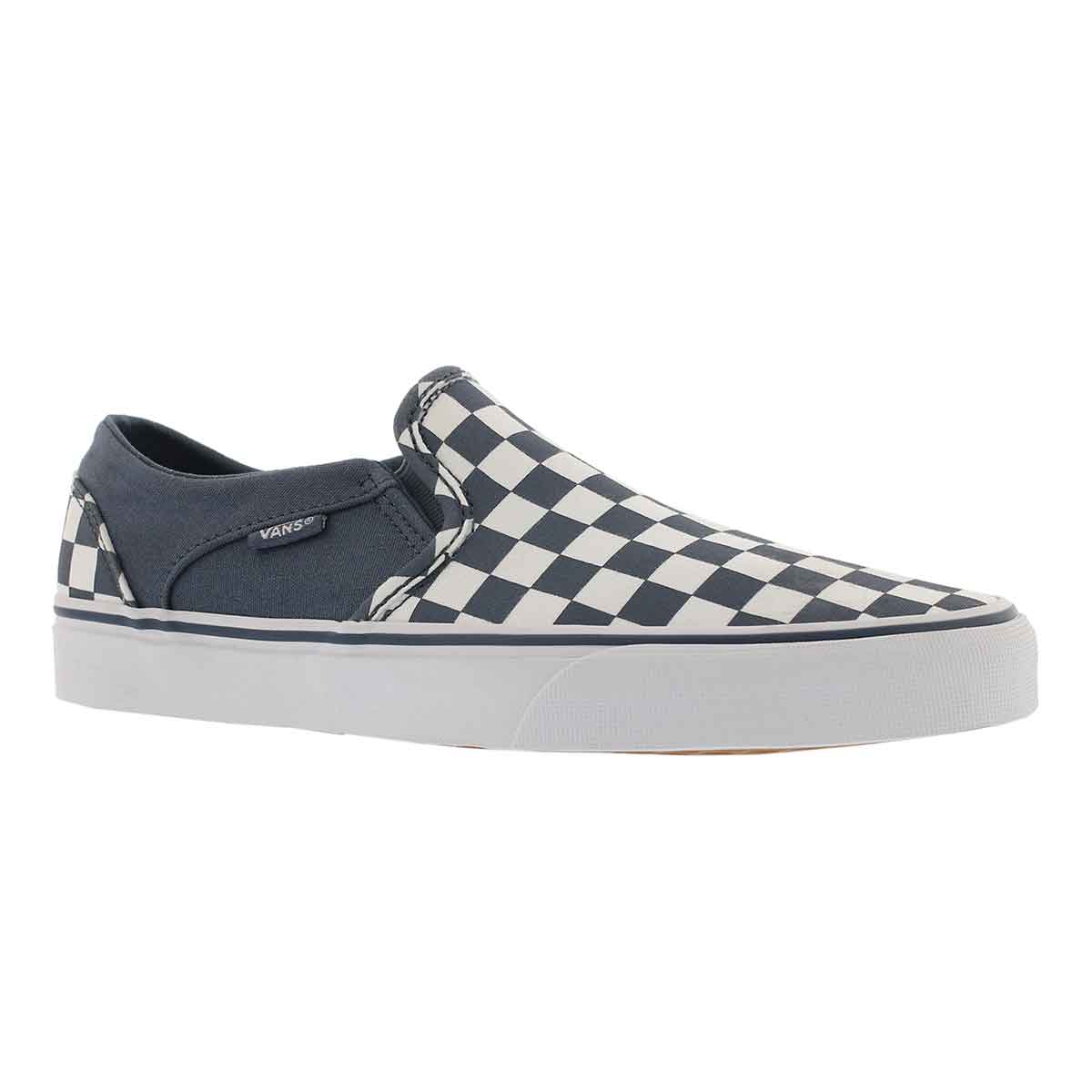 Women's ASHER vintage blue/wht checkered slip ons