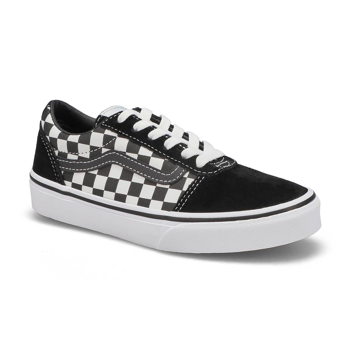 vans black and white checkered lace up sneakers