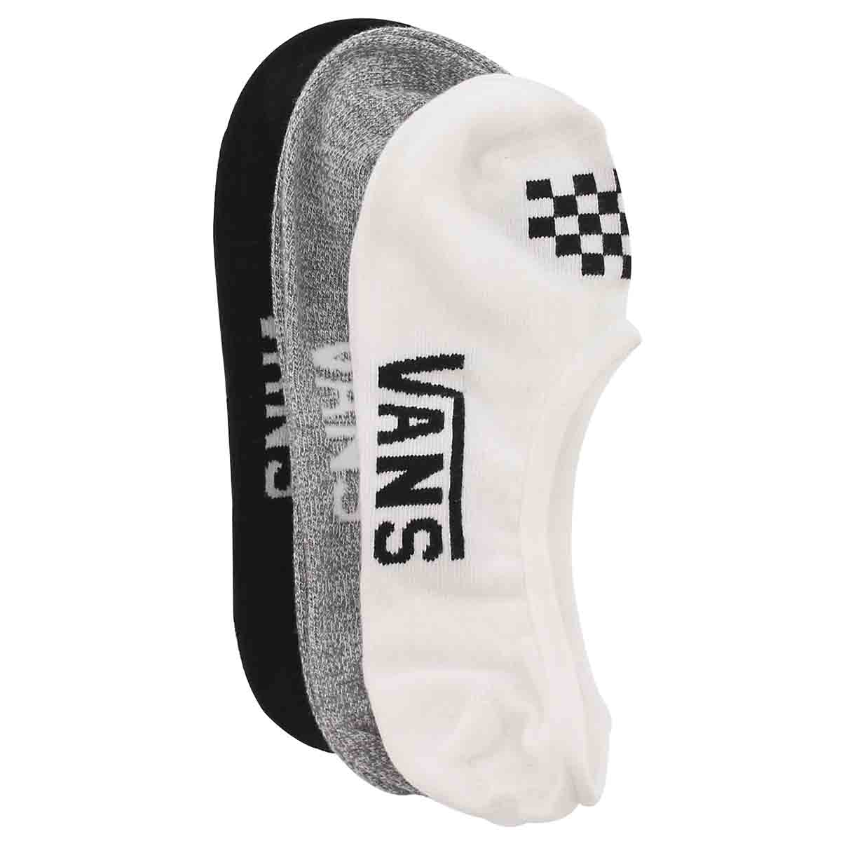 Lds BasicCanoodle bk/gy/wt ankle sock 3p