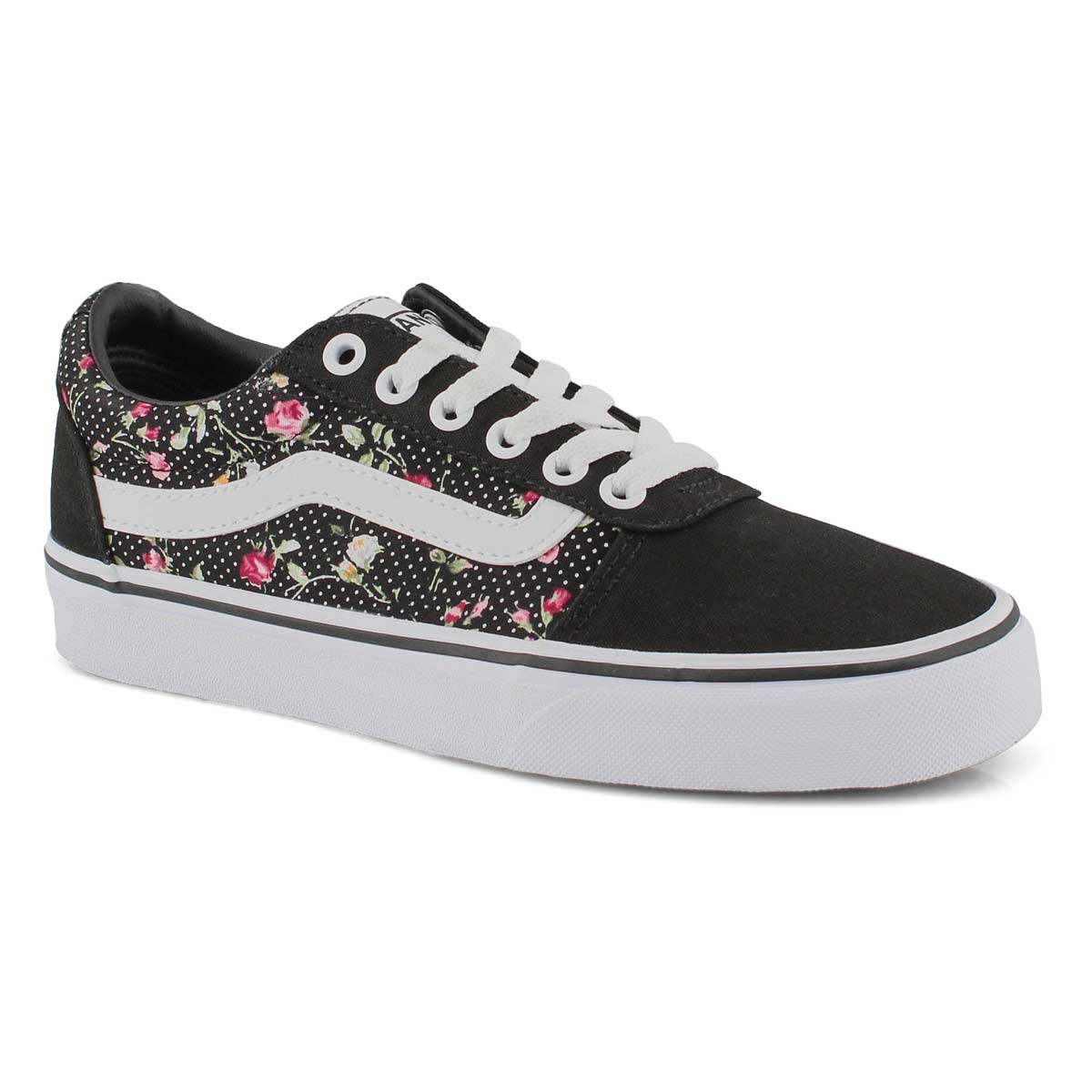 black and white floral vans