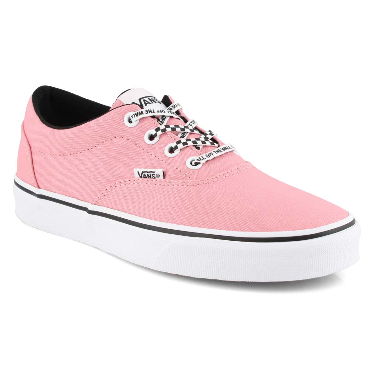 pink checkered vans with laces