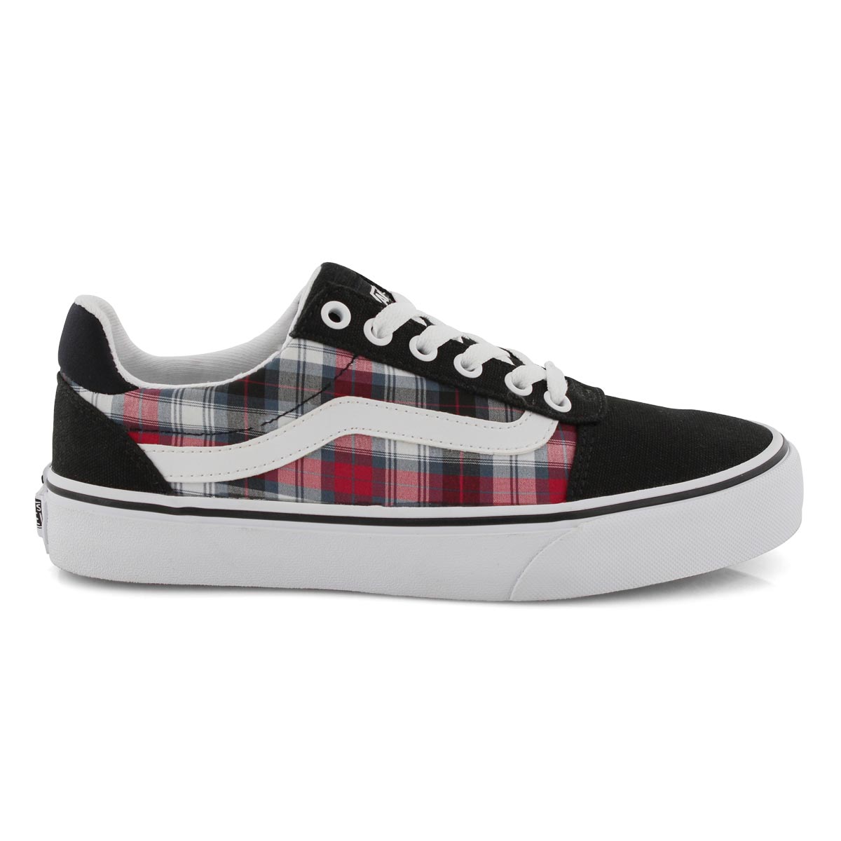 black and white vans lace up