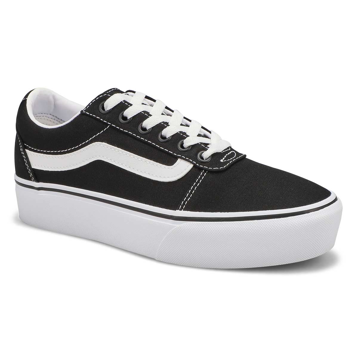 black and white vans with black laces